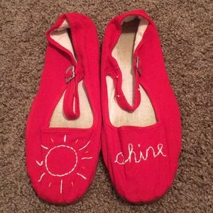 Mary Jane style red flats